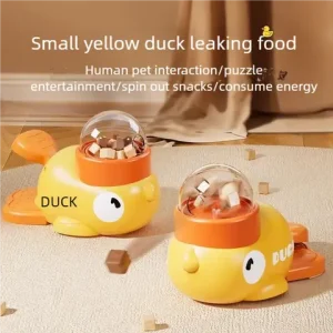 Yellow Rubber Duck-Shaped Interactive Feeder for Dogs and Cats: A Treat Dispensing Puzzle Toy Designed for Pet Training Bangladesh (New)