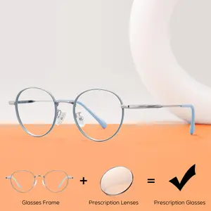 Women's Retro Round Prescription Glasses Vintage Fashion Metal Myopia Eyeglasses Optical Progressive Lense Anti-Blue Light Frame Bangladesh (New)