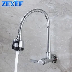 ZEXEF Articulated Faucet Kitchen Sink Mixer Tap Household Wall Mounted Bathroom Hose Swivel Modern Flexible Hole Accessory Bangladesh (New)