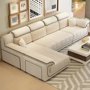 Wood Beige European Sofas Filler Armrest Design Nordic Recliner Lazy Sofas Salon Luxury Modern Divano 2 Posti Unique Furniture Bangladesh (New)