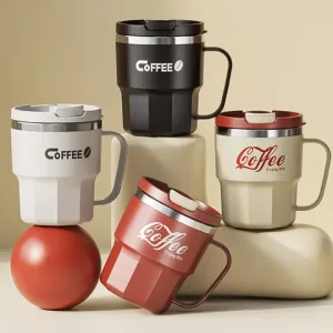 WORTHBUY 400/480ML 304 Stainless Steel Coffee Cup With Lid&Handle Double Layer Coffee Mug Drinkware Reusable Insulated Water Cup Bangladesh (New)