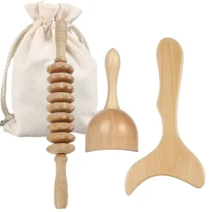 Wooden Massage Roller Tool Set, Lymphatic Drainage Massager Maderoterapia Kit, Manual Massage Tool for Body Massage Gua Sha Set Bangladesh (New)