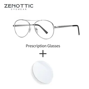 ZENOTTIC Fashion Metal Prescription Eyewear Aviator Progressive Optical Glasses For Men Anti Blue Light Myopia Eyeglasses Bangladesh (New)