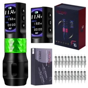 YILONG F6 Professional Tattoo Pen 2 Battery Tattoo Pen Kit For Permanent Makeup Tattoo Machine Kit Wireless Tattoo Gun Kit Bangladesh (New)
