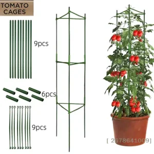 ♥DIY Tomato Plant Support Kit – Stackable Stakes & Rings for Climbing Vegetables & Flowers|〔YY33〕 Bangladesh (New)