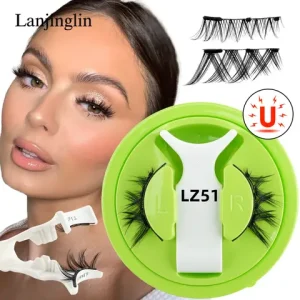 1 Pair Reusable Magnetic Lashes 3D Natural Fluffy Magnetic False Eyelashes No Glue Needed Lashes with Tweezer Set Make up Tools Bangladesh (New)