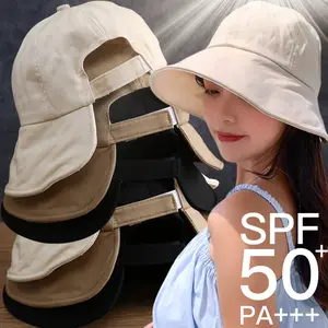 Women Summer Sunhat Cotton Ponytail Bucket Hat Outdoor Beach Adjustable Sun Visor Hats Solid Color Foldable Panama Fisherman Cap Bangladesh (New)