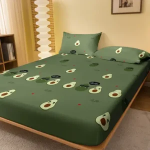 1 Cartoon Cute Avocado doll printed matte Fitted Sheet, bedroom printed bed cover, bedding (excluding pillowcases) Bangladesh (New)