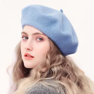 Wool Beret Hats Women Winter French Hat Girls Solid Color Fashion Autumn Winter Beret Hat For Women Warm Felt Street Berets Bangladesh (New)