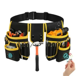 XMSJ Men's magnetic tool belt, 26-pocket heavy-duty tool bag, magnetic gun holster nail detachable and adjustable waist bracket Bangladesh (New)