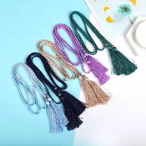 Women Waist Belt Rope Chinese Braided Style Woven Tassel Belt Colorful Knot Decorated Waist Chain Female Dress Coat Accessories Bangladesh (New)