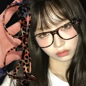 Y2K Sweet Bowknot Leopard Glasses Frame Vintage Tortoise Oval Design Anti Blue Light Decorative Women Fashion Accessories Bangladesh (New)
