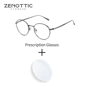 ZENOTTIC High-Quality Titanium Frame Prescription Eyeglasses Ladies Round Progressive Full-Rim Optical Glasses Anti-Blue Light Bangladesh (New)
