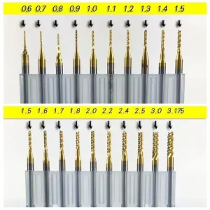 0.8mm-3.175mm Titanium Coated Carbide Milling Cutter Engraving Edge Cutter CNC Router Bits End Mill for PCB Machine Bangladesh (New)