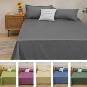 1 pc Bed Flat Sheet for Double Bed Plain Solid Color Top Sheets Single/Queen/King Flat Bedsheets Soft Home Bed Linen Sheets Bangladesh (New)