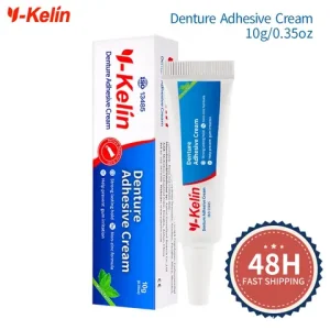 Y-Kelin Denture Adhesive Cream 10g/0.4oz Sample Size All Day Hold Non-Zinc Formula False Teeth Glue Bangladesh (New)