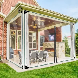 0.35&0.55mm PVC Transparent Tarpaulin With Zipper Thickened Clear Rainproof Cloth Terrace Roof Waterproof Sail Outdoor Raincover Bangladesh (New)