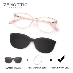 ZENOTTIC（S Size）Magnetic Clip Prescription Glasses for Women Butterfly Acetate&Metal Frame Sunglasses Attachment Bangladesh (New)