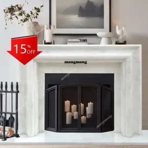 01A Natural marble mantel designer living room stone carving white stone fireplace decorative cabinet Bangladesh (New)