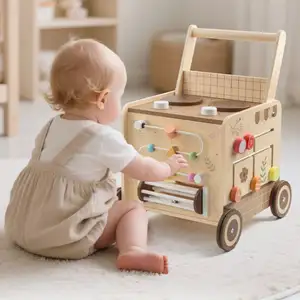 Wooden multi-functional early education stroller for children aged 0-3 years Old. Baby walking aid stroller Bangladesh (New)