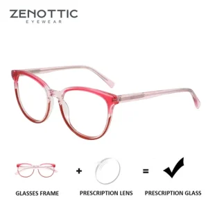 ZENOTTIC Modish Round Prescription Glasses Women Spring Leg Frame Progressive Lenses For Myopia Photochromic Optical Bangladesh (New)