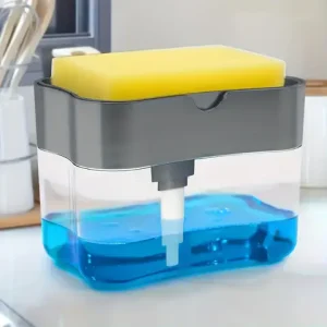 1 Modern packaging ABS Plastic dish soap dispenser - Space-themed solid color design - With sponge rack - Hand wash only - Light Bangladesh (New)