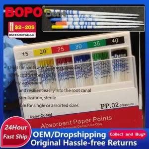 0.02 Taper Absorbent Paper Points #15-#40 Dental Root Cancel Cotton Fiber Tips Dentist Product Superior Quanlity Dentaire Mark Bangladesh (New)