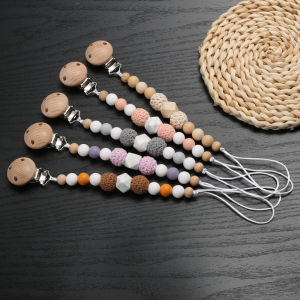 Wooden Felt Ball Baby Pacifier Chain Beech Soother Nipple Clips For Silicone Beaded Dummy Holder Chain Care Chew Toy Shower Gift Bangladesh (New)