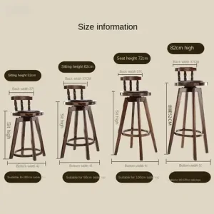 （VIP666）Customer Custom Light Luxury Solid Wood Bar Chair Backrest Bar Stool American Front Desk Bar Chair Retro High Stool Bangladesh (New)