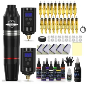 YILONG 2 Battery Tattoo Pen Set Rotary Wireless Tattoo Machine Kit Coreless Motor High Quality Tattoo Machines for Tattoo Artist Bangladesh (New)