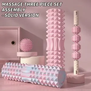 [Three piece massage set] Massage prick ball, massage roller, foam massage roller shaft - a necessary household massage artifact Bangladesh (New)