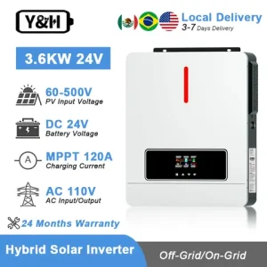 Y&H 3.6KW 4KW Hybrid Solar Inverter 24VDC 110VAC Pure Sine Wave Hybrid Inverter 120A MPPT Solar Controller UL 1741 Certification Bangladesh (New)