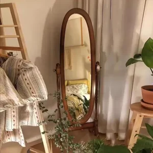 Wooden Rattan Mirror Bedroom Korean Style Floor Cute Long Aesthetic Standing Mirror Full Body Vintage Espelhos Home Products Bangladesh (New)