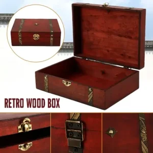 Wood Box 23 x 16 x 7.5cm Natural Wooden Storage Case Home Storage Retro Wooden Keepsake Box for Art Hobbies Gift Jewelry Rings Bangladesh (New)