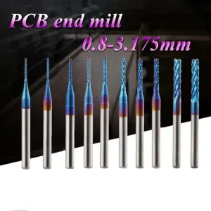 0.8-3.175mm Milling Cutter Straight Shank PCB Machine Blue Titanium Coated Milling Cutter End Mill Carbide Edge Cutter Bangladesh (New)