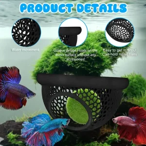 Z. Floating Betta Hide&Shrimp Cave – 3in1 Aquarium Hammock, Floating Feeder Ring&Resting Spot – 3D Printed Betta Fish Decor Bangladesh (New)