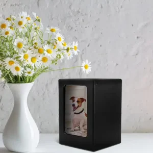 Wooden Pet Urn Solid Wood Ash Box Leak Proof Pet Ashes Keepsake Memorial Box Photo Frame Cremation Urn for Cat Dog Burial Bangladesh (New)