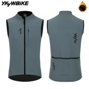 YKYWBIKE Men Cycling Gelit Thermal Fleece Bicycle Windbreaker Sleeveless Bike Vest Windproof Waterproof Cycling Windshield Bangladesh (New)