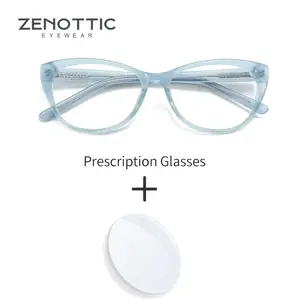 ZENOTTIC (L Size) Fashion Blue Cateye Prescription Eyeglasses Women Handmade Acetat Photochromic Butterfly Optical Glasses Bangladesh (New)