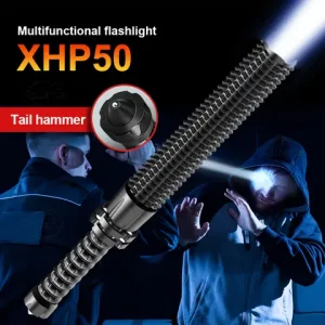 XHP50 T6 Q5 Telescopic Baton Flashlight Self Defense Powerful LED Tactical Baseball Bat Flashlight Torch Rechargeable Lantern Bangladesh (New)