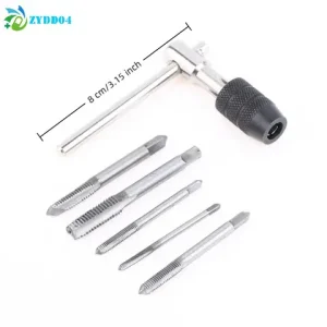 ●3-6mm T-shaped Tap Wrench 5Pcs Hand Tap M3-M8 Tapping Screwdriver Wrench Thread Tapping Hand Tool Set Bangladesh (New)