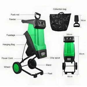 YI Electric Leaf Crushers Tree Hand-Pushed Tree Tree Shredder 2400W High Power Leaf Crusher Garden Tool Wood Shredder Pruner Bangladesh (New)
