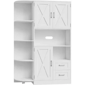 # Hot 60.4" Kitchen Storage Cabinet, Freestanding Kitchen Shelves With Doors And Shelves, Dining Sideboard With Microwave Shelf, Bangladesh (New)