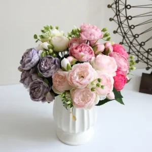 1 Bundle Silk Peony Bouquet Home Decoration Accessories Wedding Party Scrapbook Fake Plants Diy Pompons Artificial Roses Flowers Bangladesh (New)
