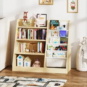 -For Storage Organizer with 6 Sling Adjustable Shelf 4 Tier Kids Bookshelf Baby Toddler Book Rack Children Bookcase Estanterías& Bangladesh (New)