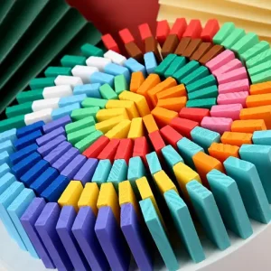 Wooden Domino Color Sort Rainbow Wood Dominoes Building Blocks Jigsaw Games Toys For Children Early Educational Montessori Gifts Bangladesh (New)