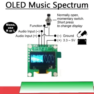 0.96" OLED Music Spectrum Display Analyzer Stereo Audio Atmosphere Light Power Amplifier Level Indicator Rhythm VU METER Bangladesh (New)