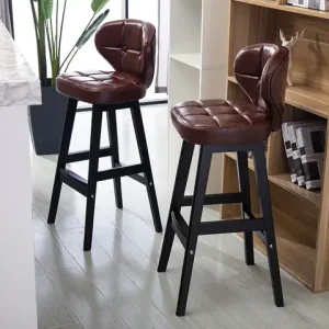 Wooden bar chairs, high stools, home backrests, bar stools, simple retro cashier chairs, bar chairs Bangladesh (New)