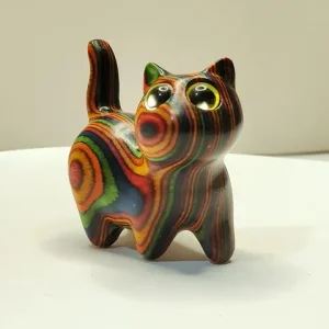 1 painted wooden kitten Creative wooden sculpture small cat home festival entrance decoration small statue ornaments Bangladesh (New)