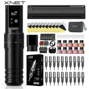 XNET T1 Wireless Tattoo Machine Pen Full Kit Tattoo Transfer Printer 7 Strokes Custom Motor Professional Tattoo Set For Tattoo Bangladesh (New)